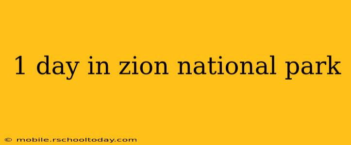 1 day in zion national park
