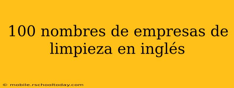 100 nombres de empresas de limpieza en inglés