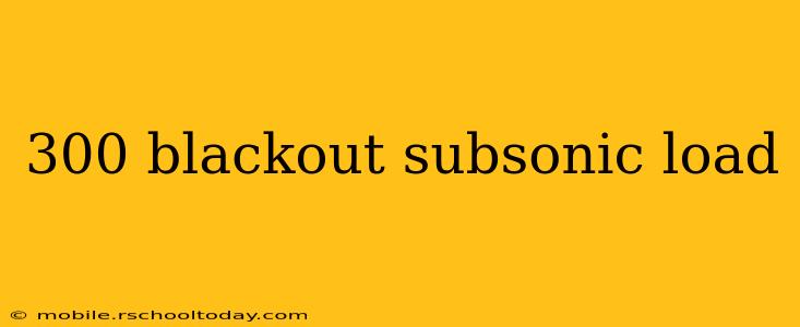 300 blackout subsonic load