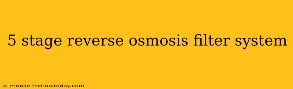 5 stage reverse osmosis filter system