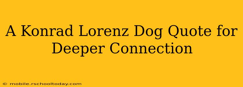 A Konrad Lorenz Dog Quote for Deeper Connection