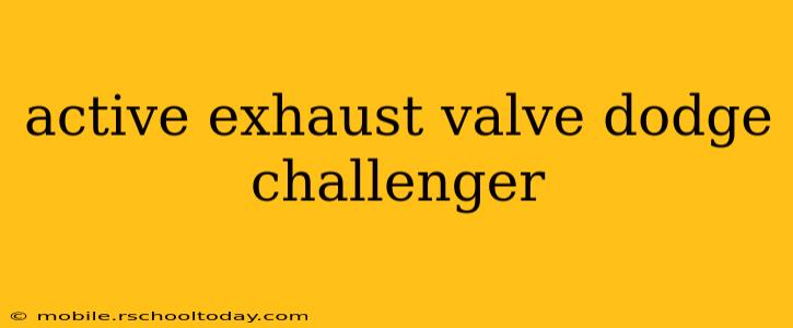 active exhaust valve dodge challenger