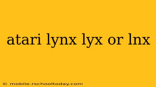 atari lynx lyx or lnx