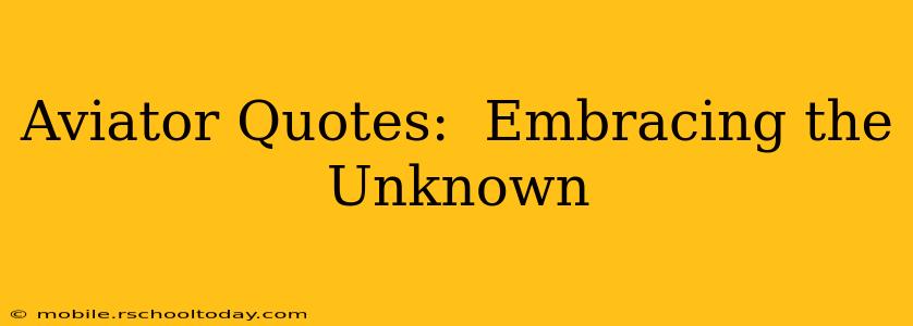 Aviator Quotes:  Embracing the Unknown