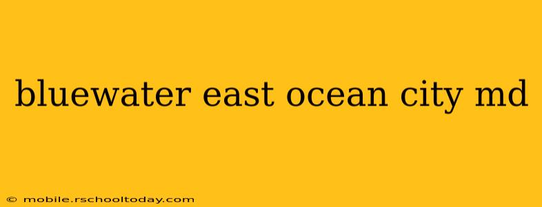 bluewater east ocean city md