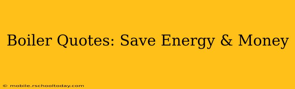 Boiler Quotes: Save Energy & Money