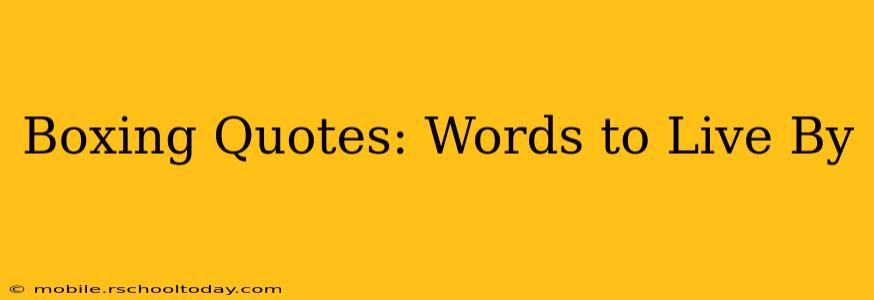 Boxing Quotes: Words to Live By
