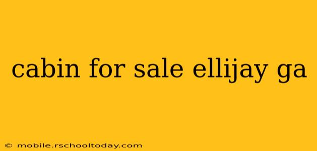 cabin for sale ellijay ga