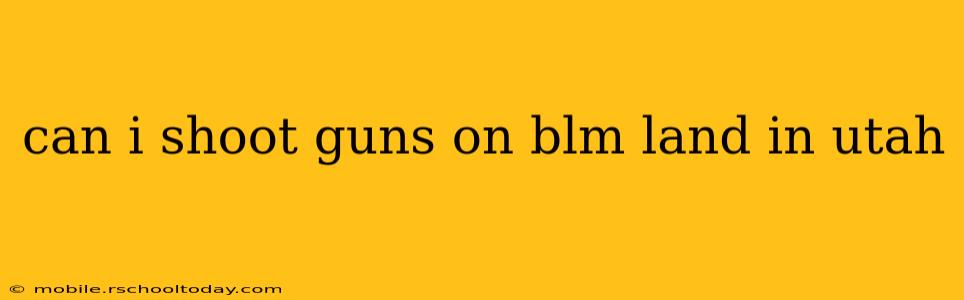 can i shoot guns on blm land in utah