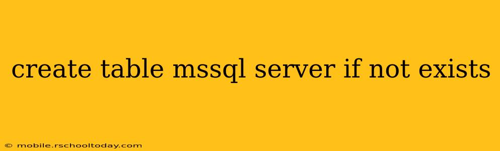 create table mssql server if not exists