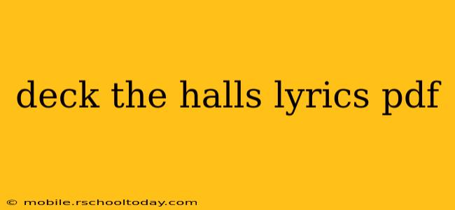 deck the halls lyrics pdf