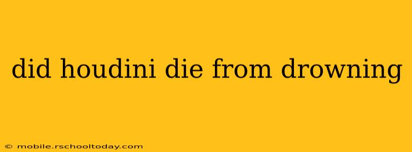 did houdini die from drowning