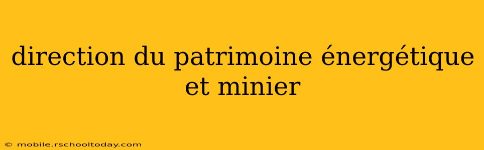 direction du patrimoine énergétique et minier