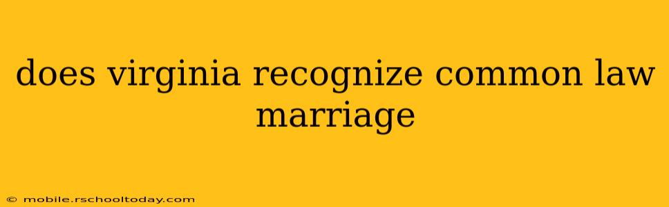 does virginia recognize common law marriage
