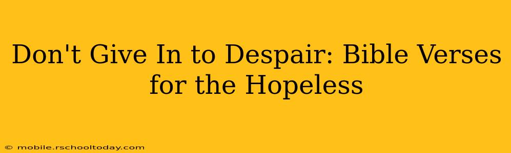 Don't Give In to Despair: Bible Verses for the Hopeless