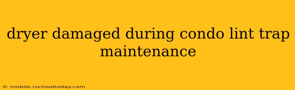 dryer damaged during condo lint trap maintenance