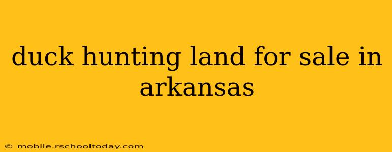 duck hunting land for sale in arkansas