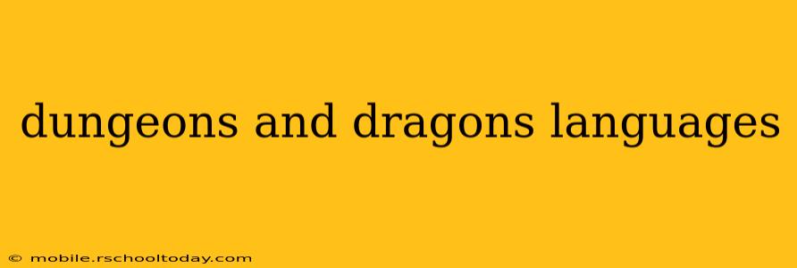 dungeons and dragons languages