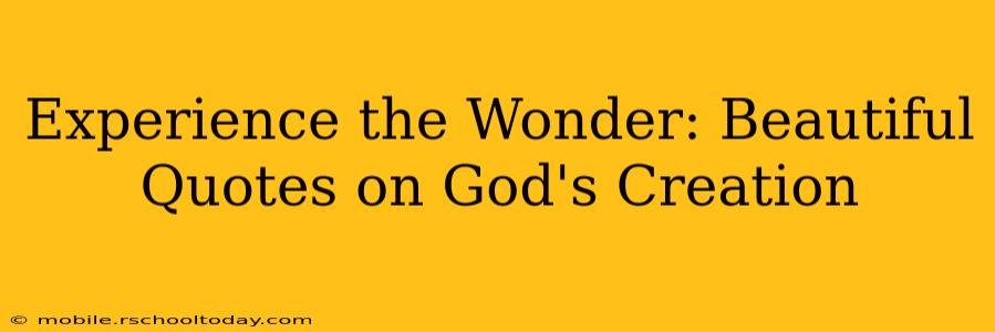 Experience the Wonder: Beautiful Quotes on God's Creation