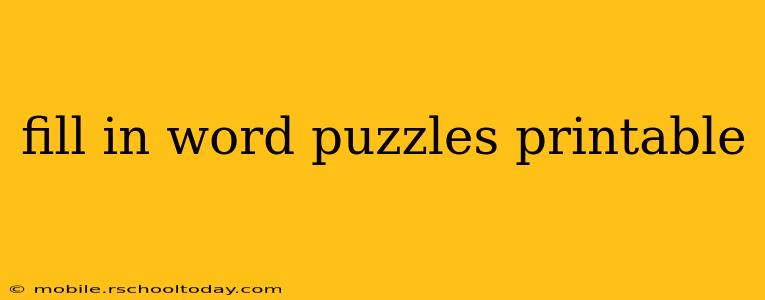 fill in word puzzles printable