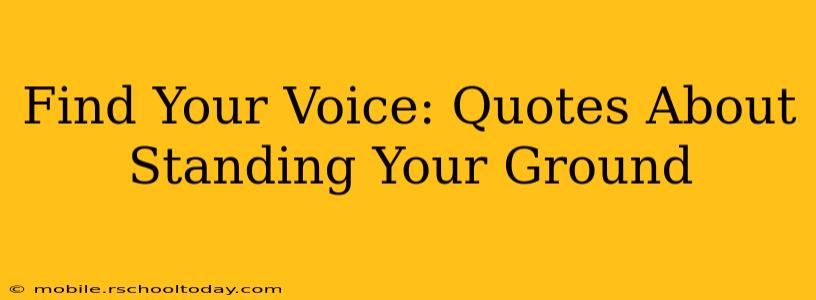 Find Your Voice: Quotes About Standing Your Ground