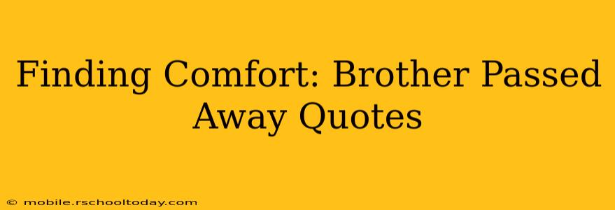 Finding Comfort: Brother Passed Away Quotes