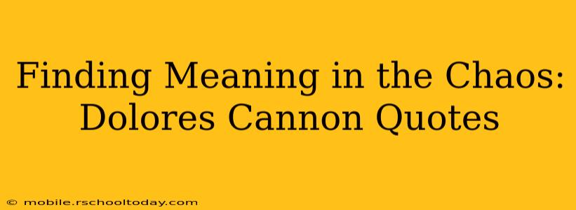 Finding Meaning in the Chaos: Dolores Cannon Quotes