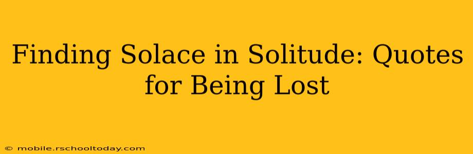 Finding Solace in Solitude: Quotes for Being Lost