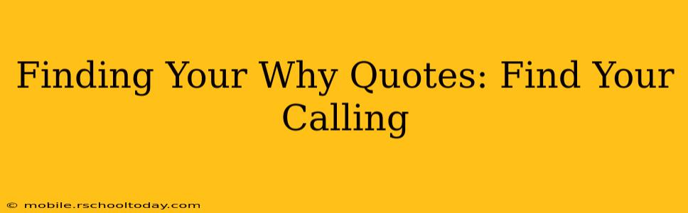Finding Your Why Quotes: Find Your Calling