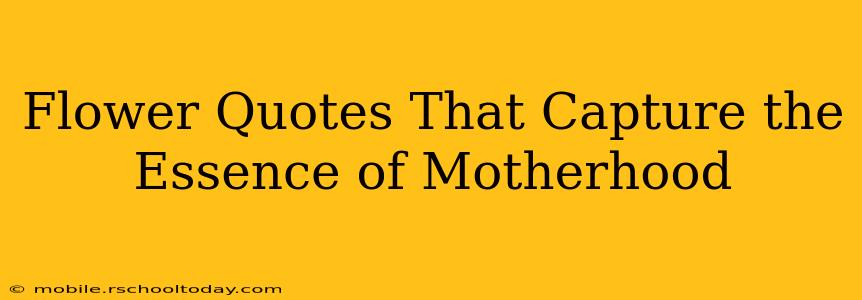 Flower Quotes That Capture the Essence of Motherhood