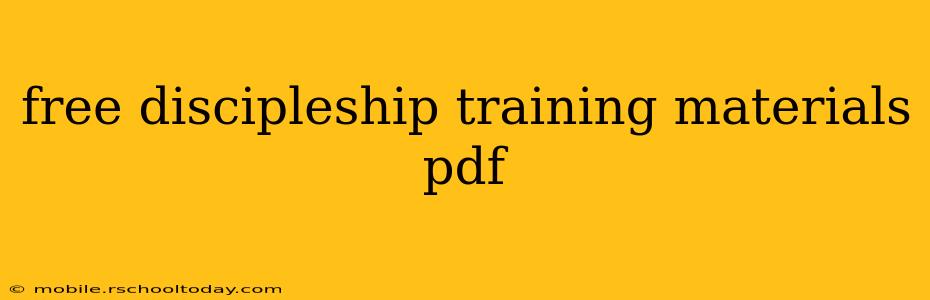 free discipleship training materials pdf