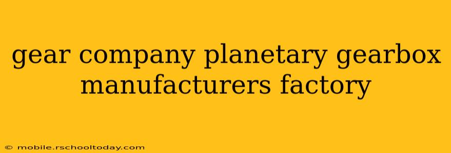 gear company planetary gearbox manufacturers factory