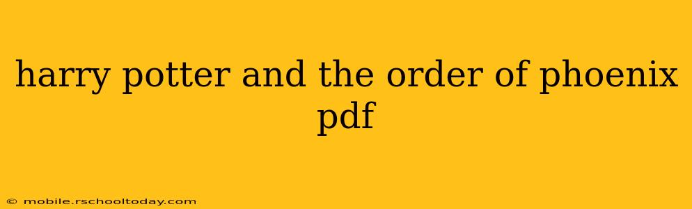 harry potter and the order of phoenix pdf
