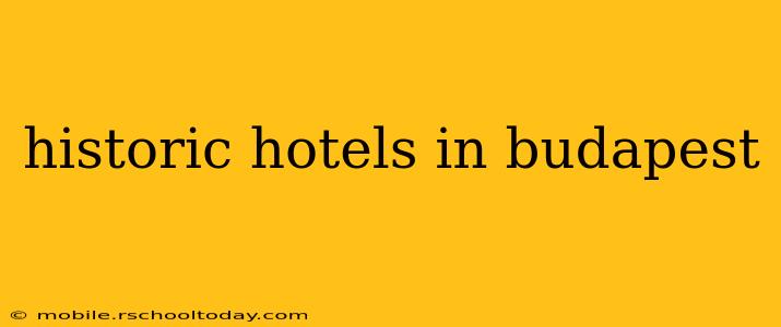 historic hotels in budapest