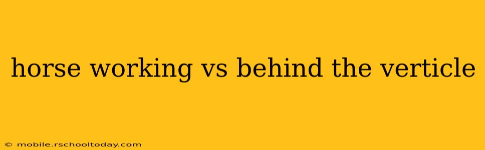 horse working vs behind the verticle