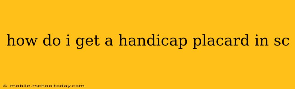 how do i get a handicap placard in sc