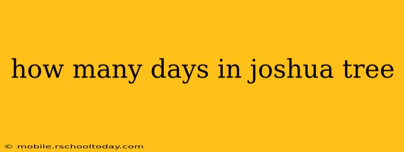 how many days in joshua tree