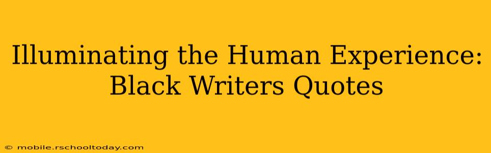 Illuminating the Human Experience: Black Writers Quotes