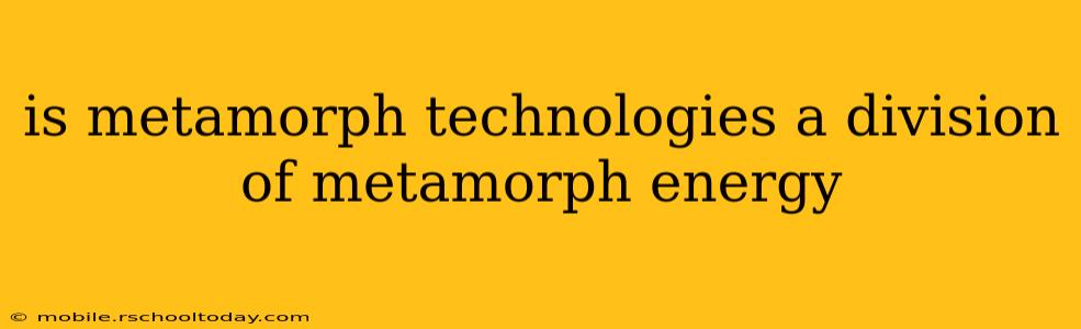 is metamorph technologies a division of metamorph energy