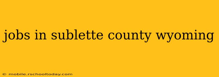 jobs in sublette county wyoming