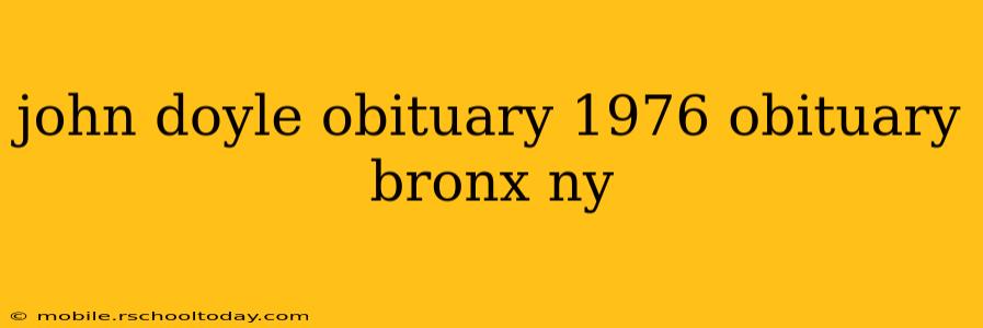 john doyle obituary 1976 obituary bronx ny