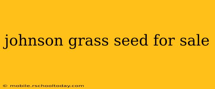 johnson grass seed for sale
