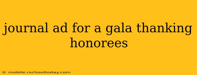 journal ad for a gala thanking honorees