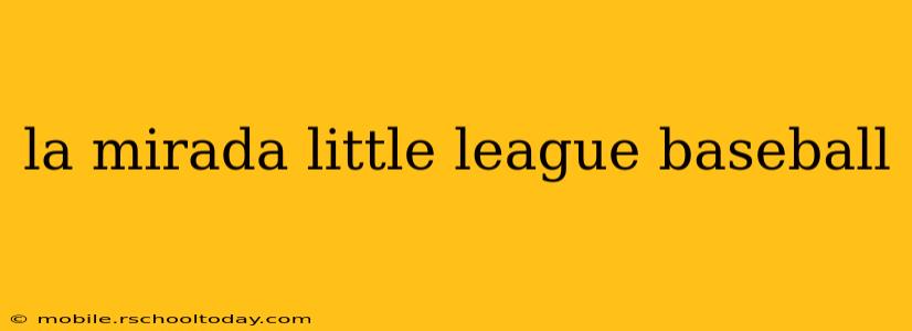 la mirada little league baseball