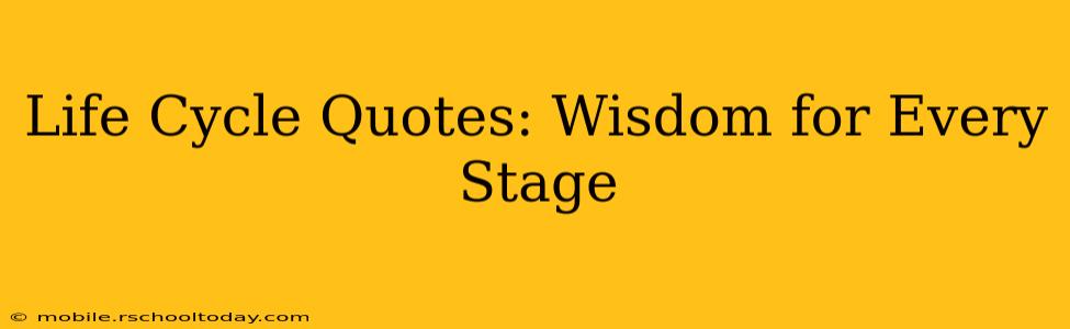 Life Cycle Quotes: Wisdom for Every Stage