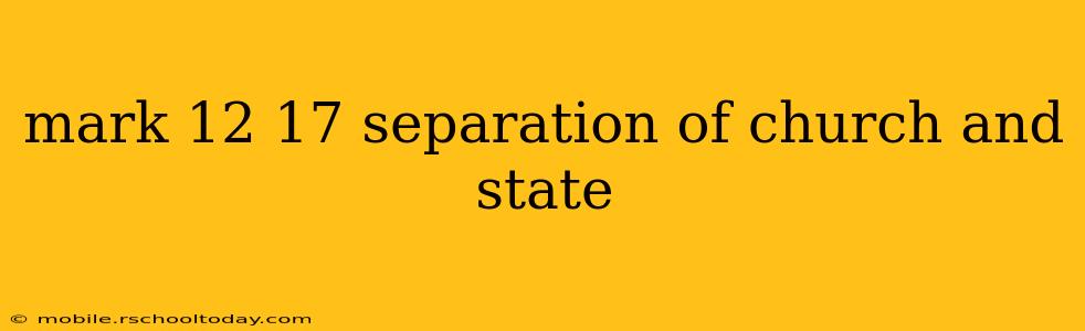mark 12 17 separation of church and state