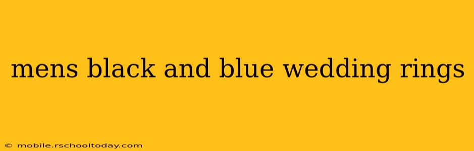 mens black and blue wedding rings