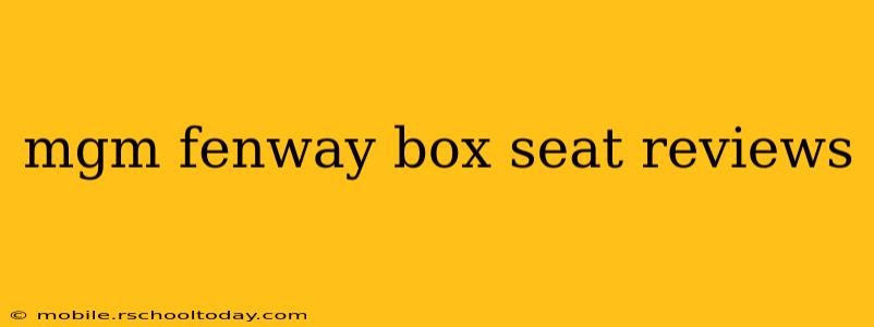 mgm fenway box seat reviews