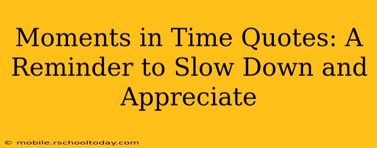 Moments in Time Quotes: A Reminder to Slow Down and Appreciate
