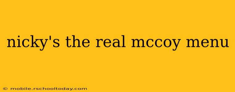 nicky's the real mccoy menu